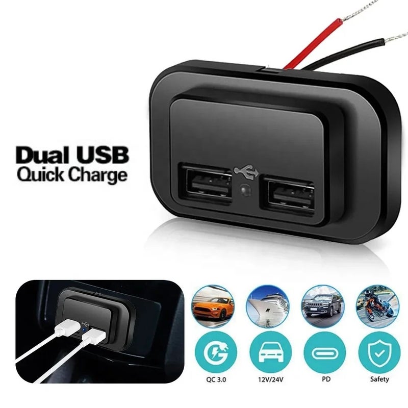Bluejw شاحن سيارة مزدوج USB مقبس 12V/24V تركيب لوحة، 4.8A و 3.1A، محول طاقة للسيارات، RV، مخيم، كارافان - Image 5